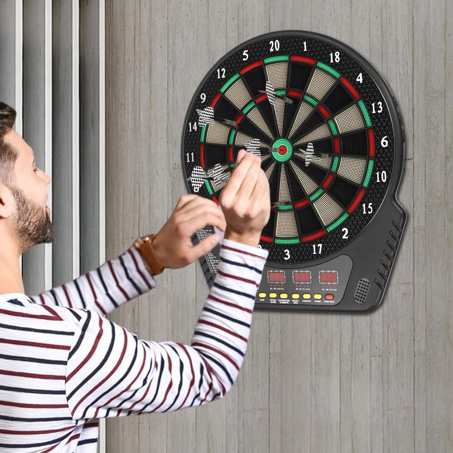 Electronic Soft Tip Dartboard Set With 27 Games And LED