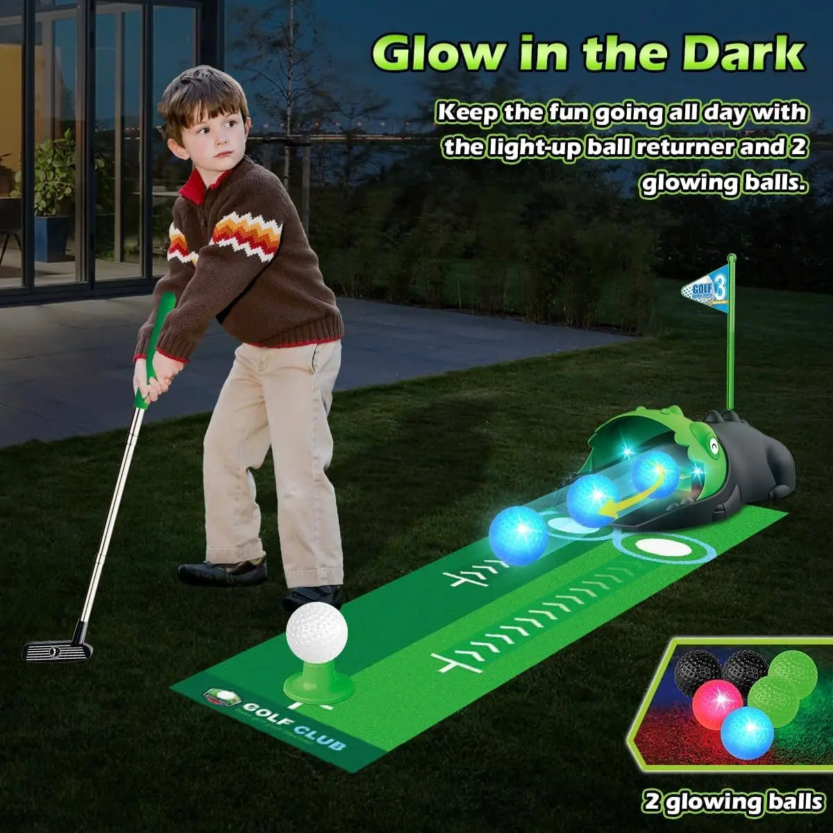 VATOSCN Kids Golf Set Auto Returner Indoor Mini Golf