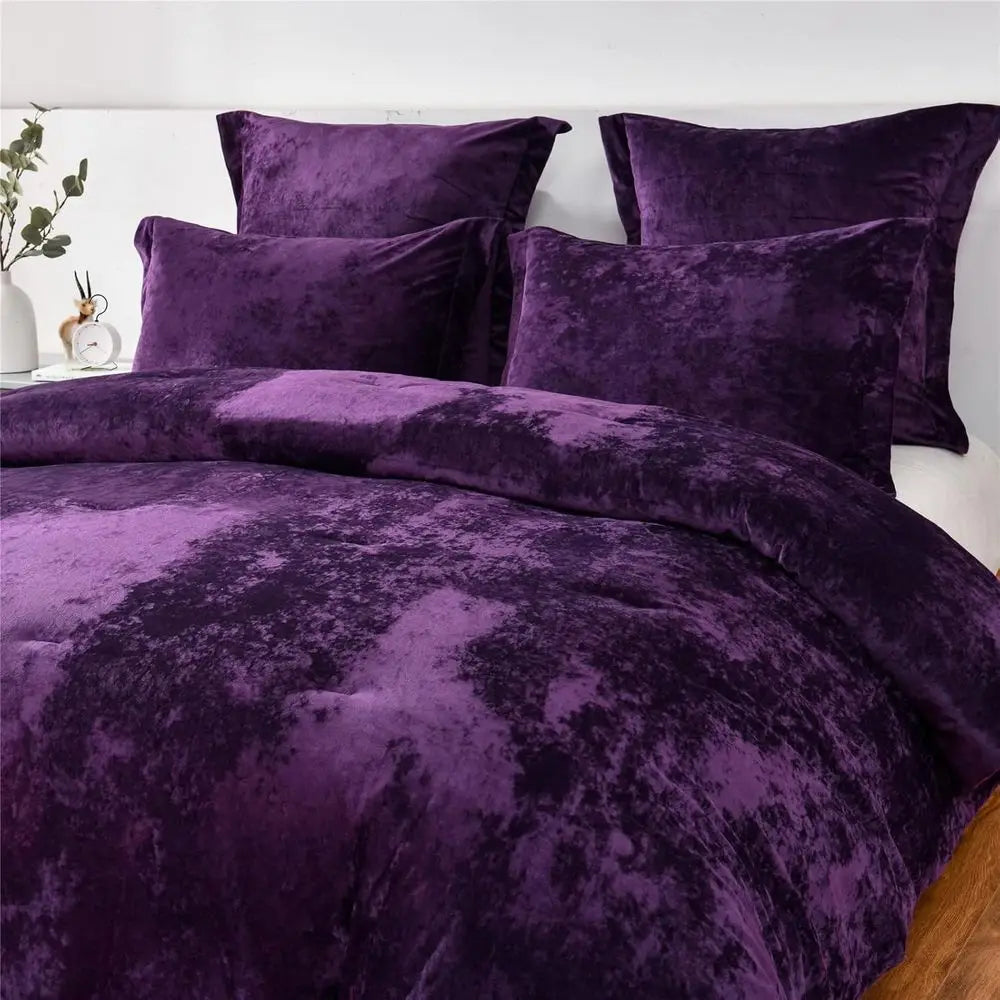 Velvet Comforter Set With Cotton Fill Five Piece Bedding