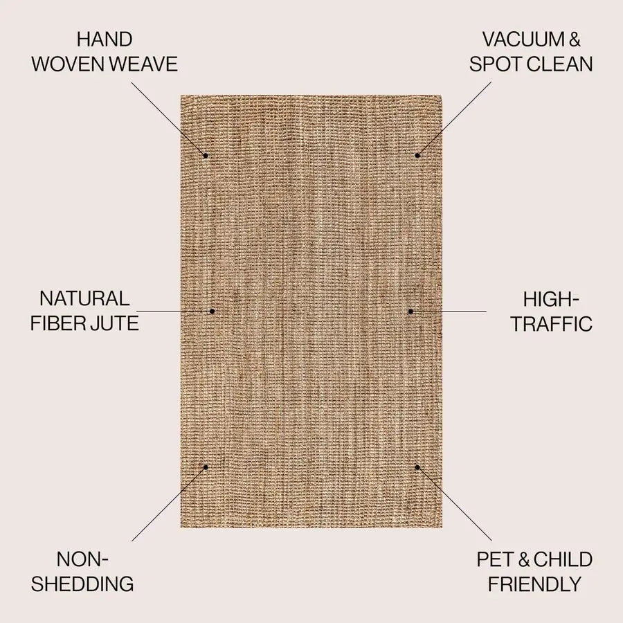 Hand Woven Jute Indoor Area Rug Bohemian Rustic Charm