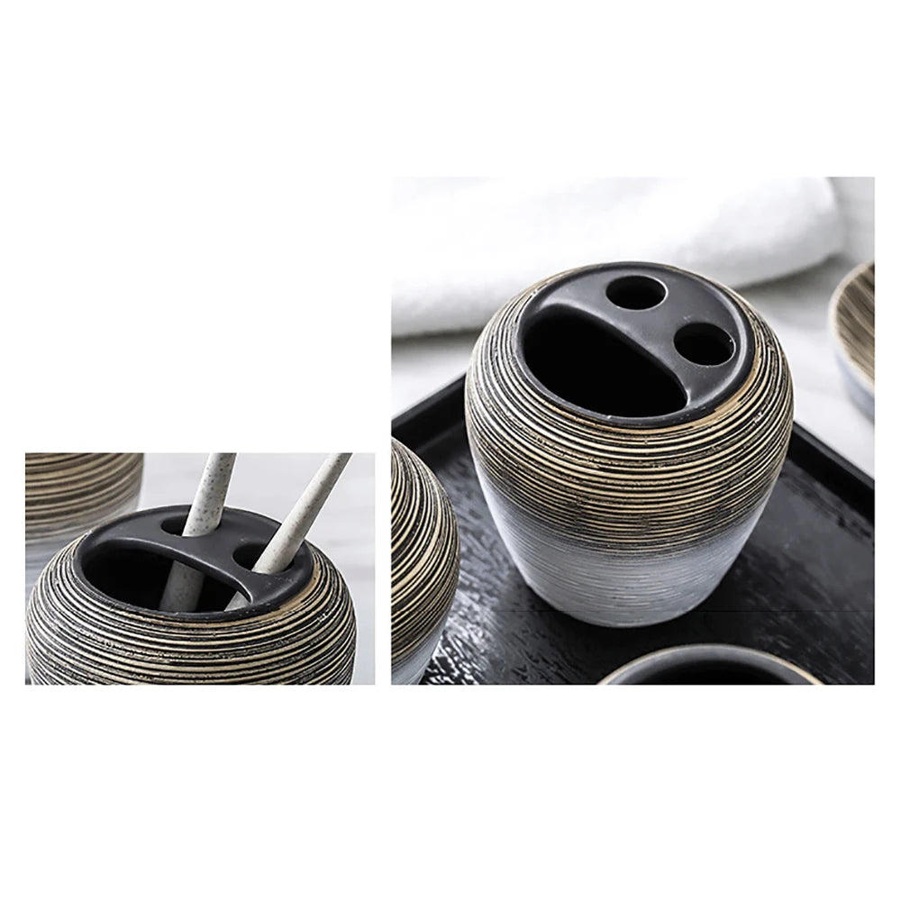 5-Piece Ceramic Bathroom Accessory Set For Home And Hotel Dorm