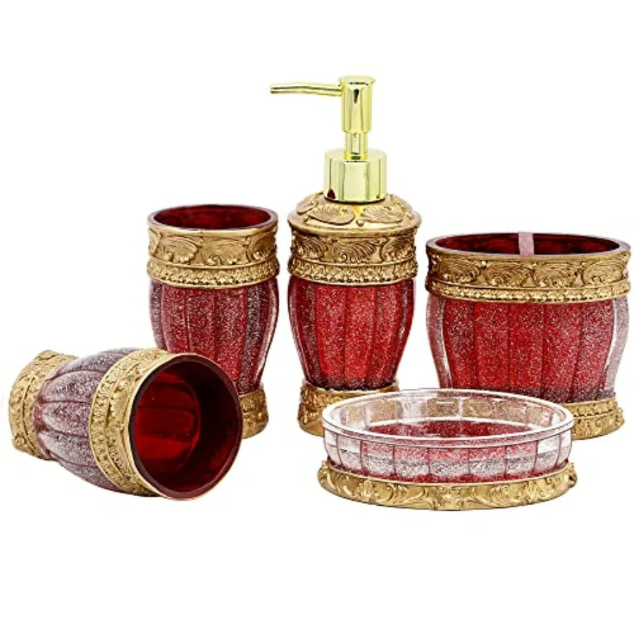 Vintage Style Bathroom Accessories 5-Piece Set Gloss Finish