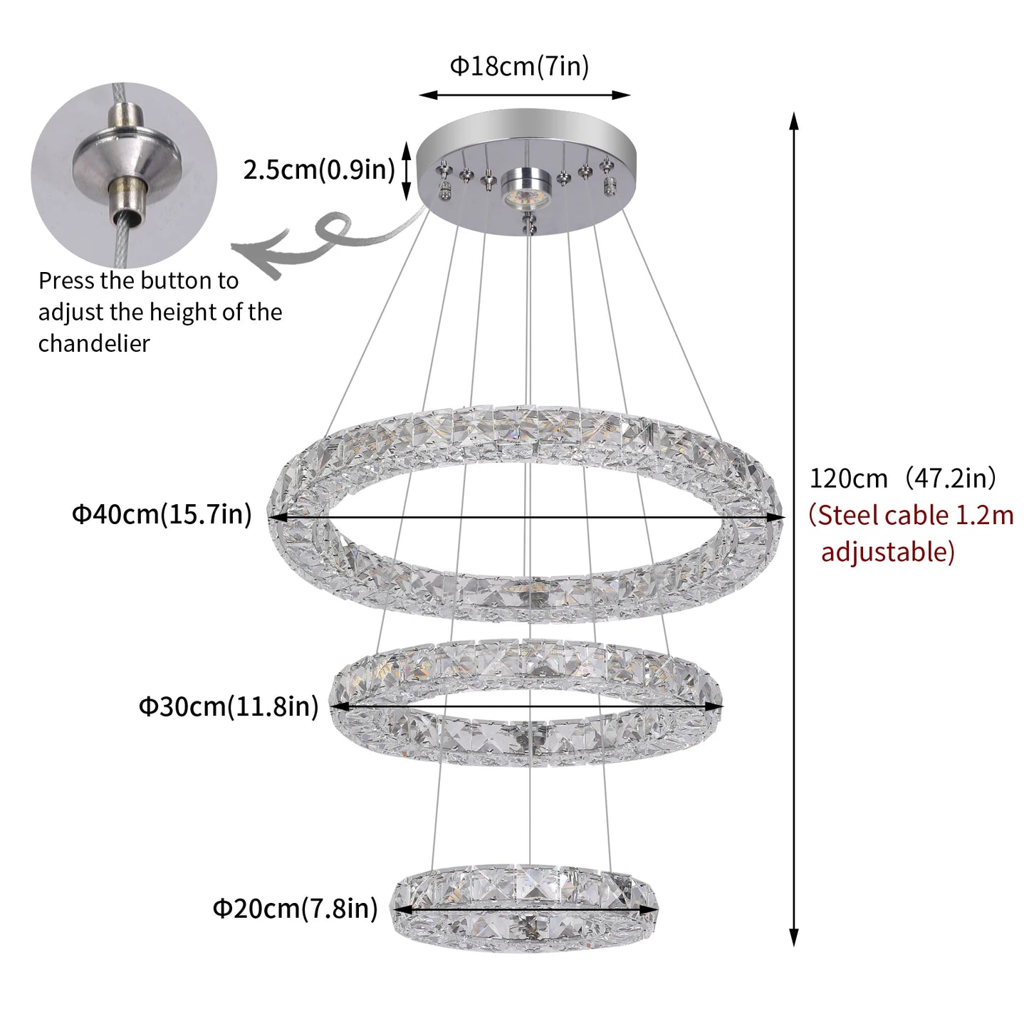 VETRULUS Luxury Crystal Chandelier LED Ceiling Light Living Room