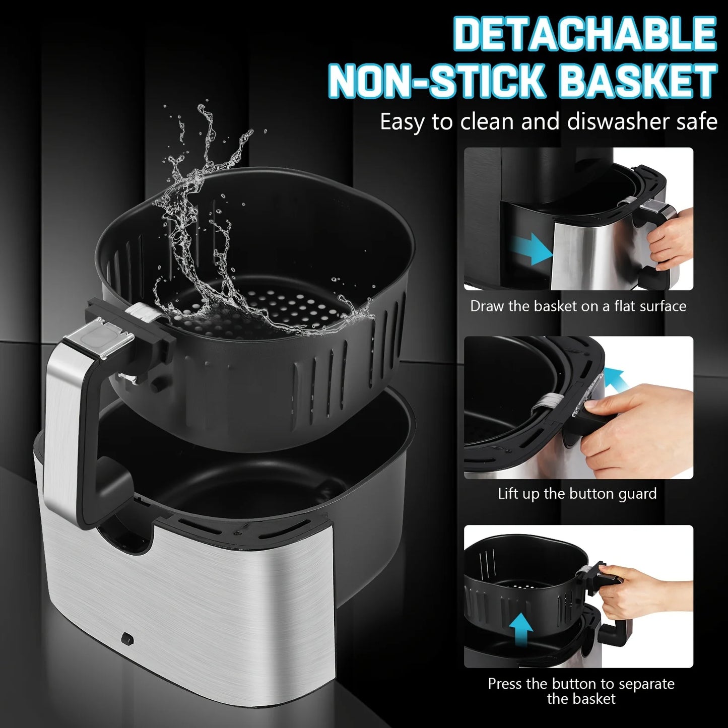 KitCook Air Fryer With 1500W 8 Presets Digital Touch