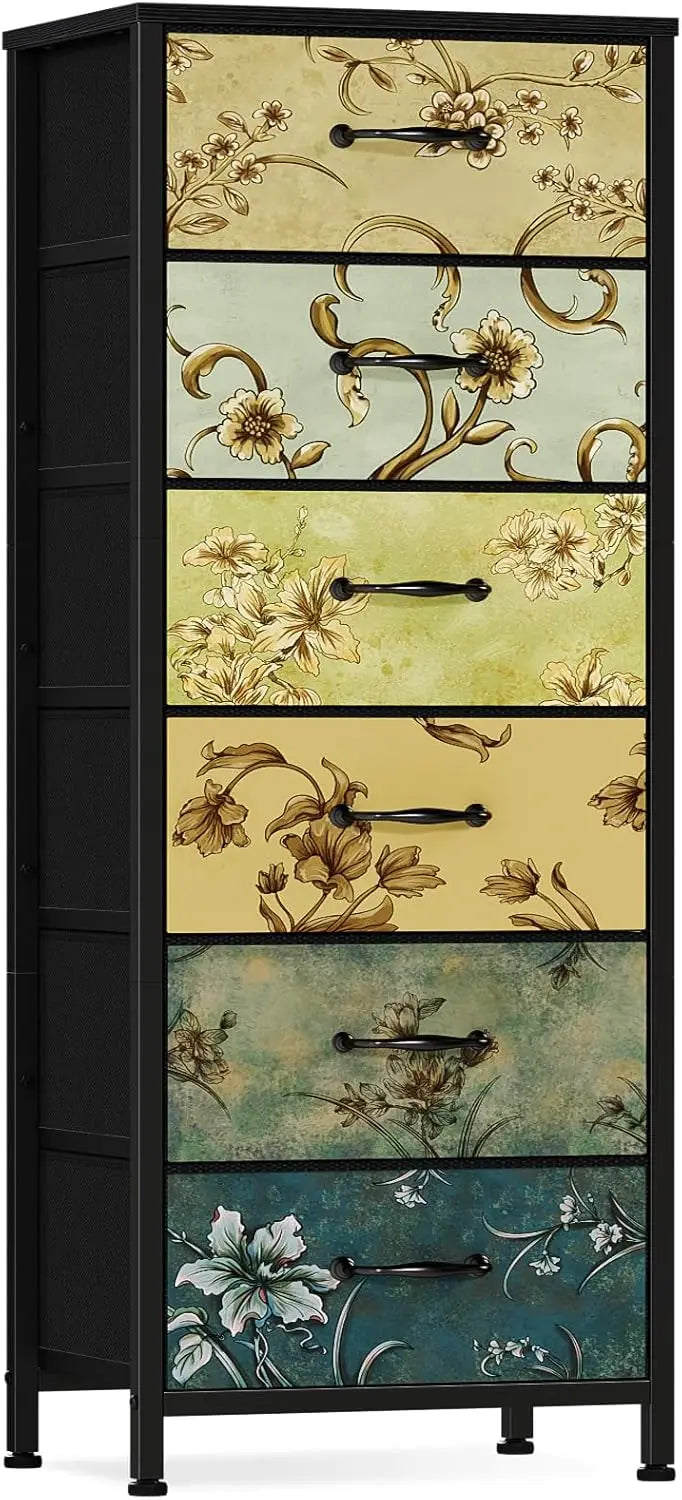 Vertical Dresser Tall Storage Tower With Fabric Drawers