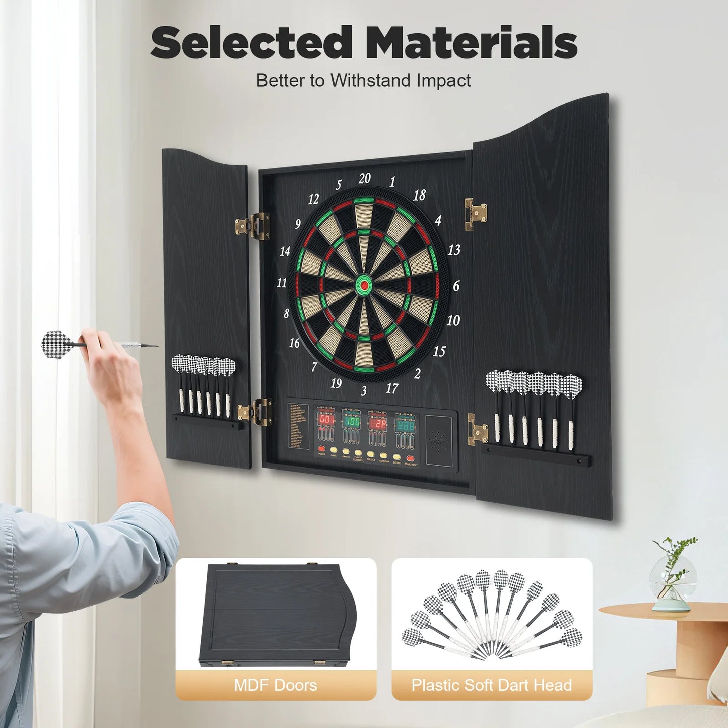 NONED Electronic Dartboard Set With 4 LED Displays