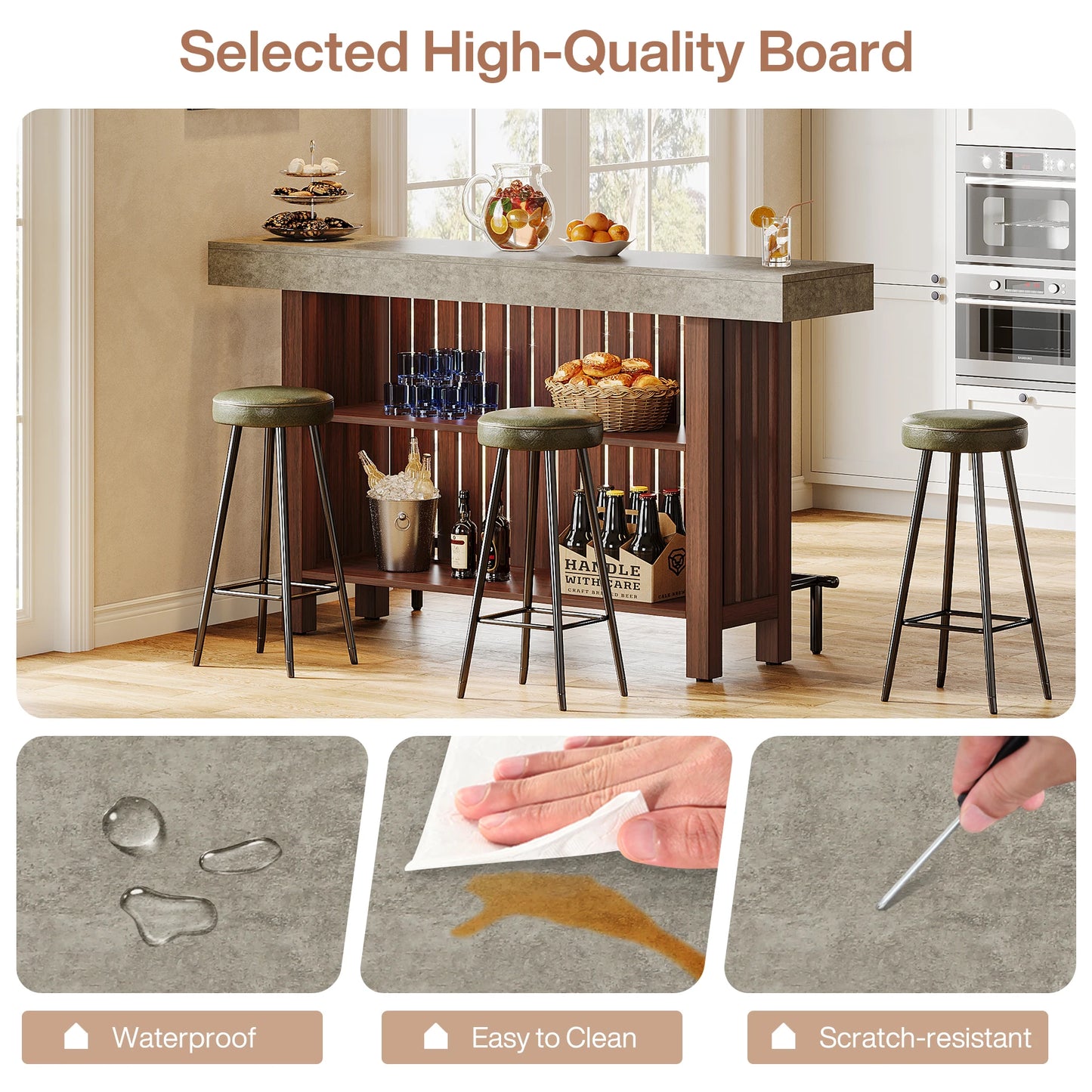 Tribesigns Bar Unit 2-Tier Pub Table Cabinet