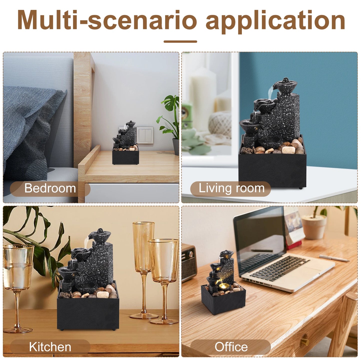 Art Waterfall Desk Fountain Ornament for Living Room Office