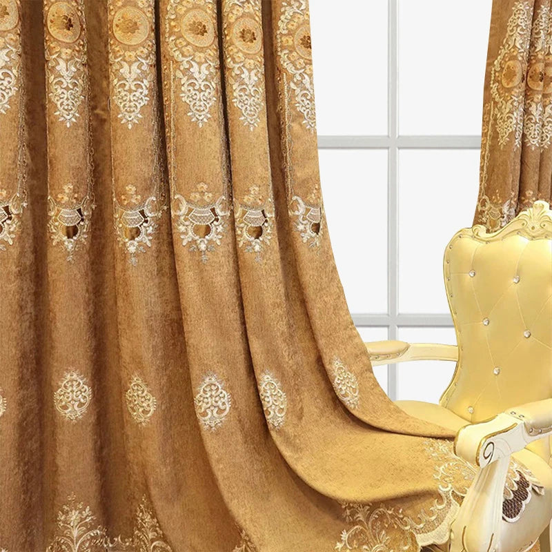 European Chenille Curtain 2 Pack High Shading Living Room Polyester