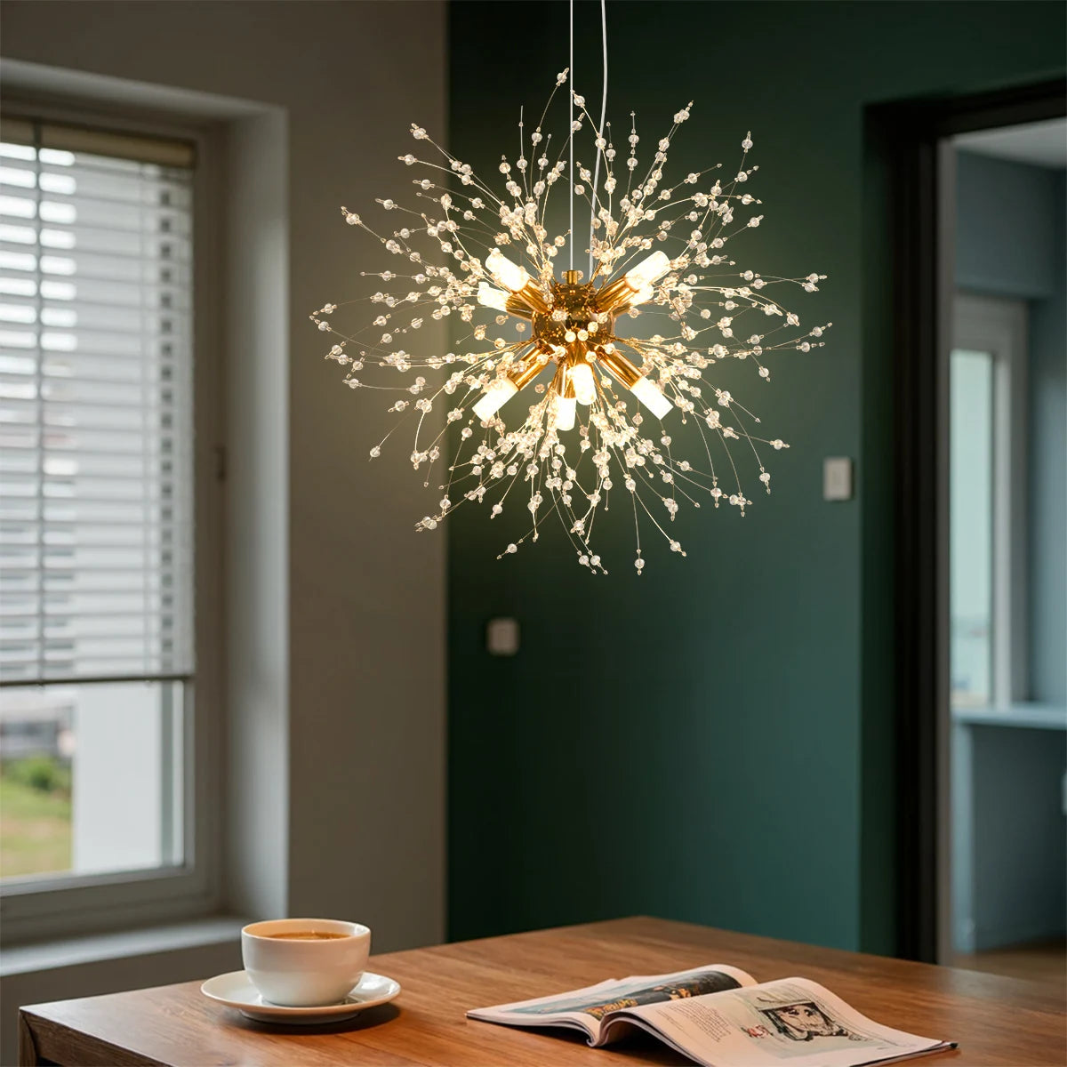 Crystal Dandelion Chandelier With G9 Bulbs Pendant Light For Living Room