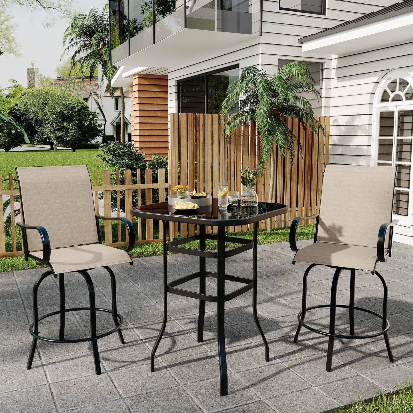 HiMISS Set of 2 All Weather Outdoor Swivel Bar Stools