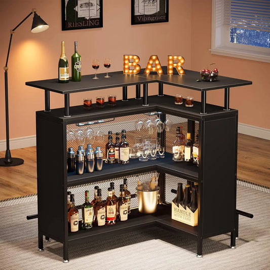 Little Tree Home Bar Unit L-Shaped With Stemware Racks